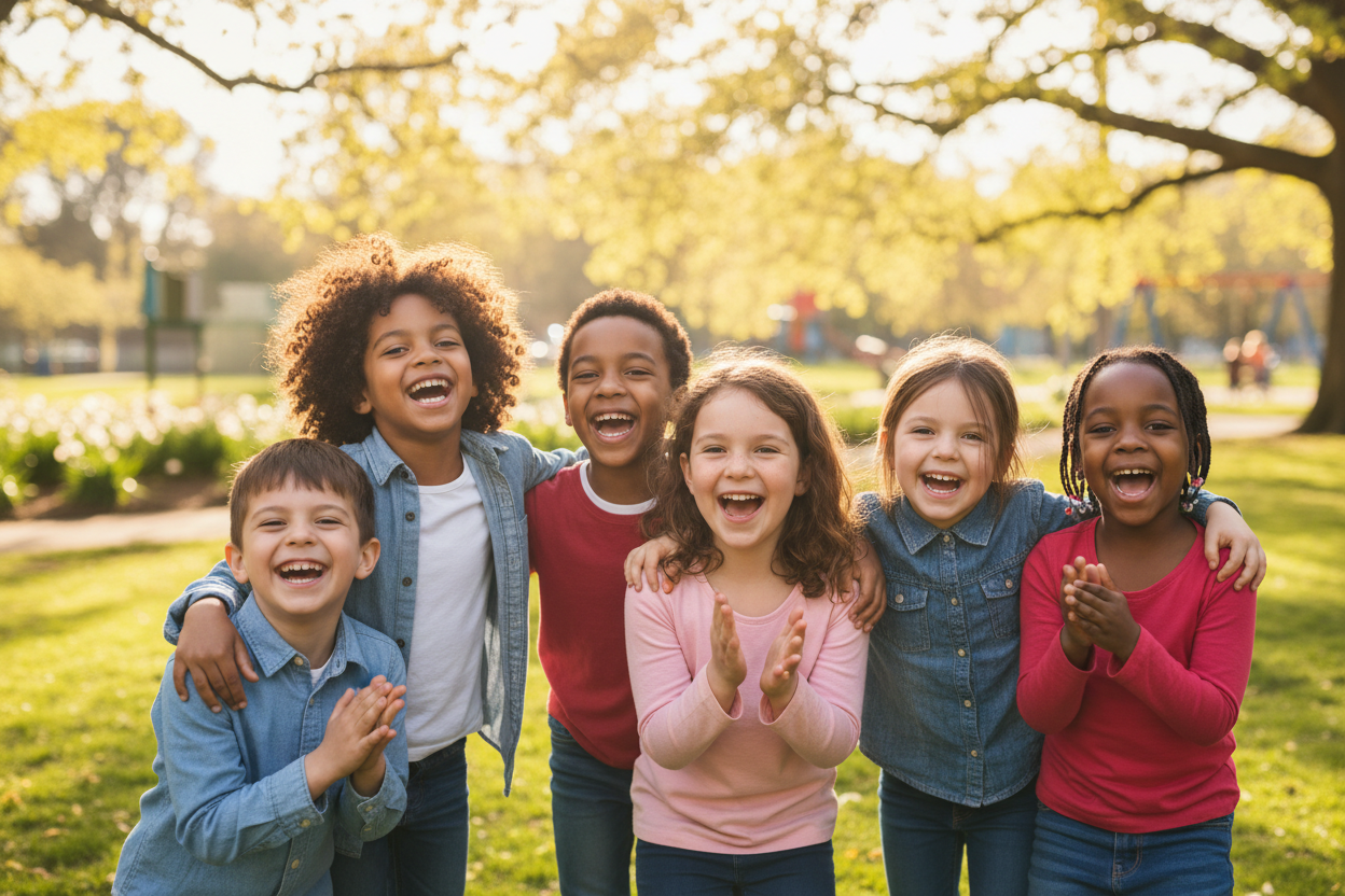 enfants avec large sourire
